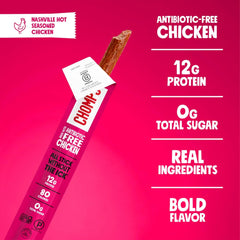 Chomps Nashville Hot Chicken, Antibiotic Free, 10ct, Protein Snack Stick