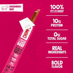 Chomps Habanero Beef, Grass-Fed & Finished, 24ct, Protein Snack Stick
