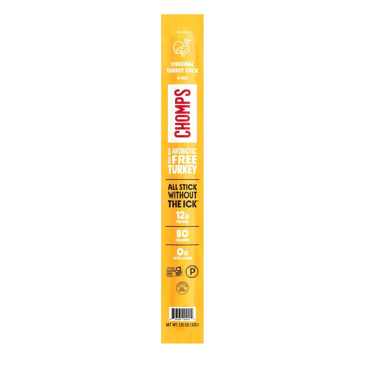Chomps Original Turkey, Antibiotic Free, Single Protein Snack Stick