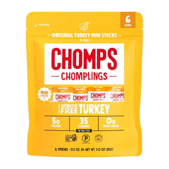 Chomps Original Turkey Chomplings Antibiotic Free, 6ct Protein Snack Stick