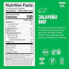 Chomps Jalapeño Beef, Grass-Fed & Finished, 24ct, Protein Snack Stick
