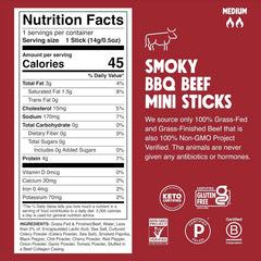 Chomps Smoky BBQ Beef Chomplings, Grass-Fed & Finished, 24ct Protein Snack