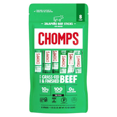 Chomps Jalapeño Beef, Grass-Fed & Finished, 8ct, Protein Snack Stick