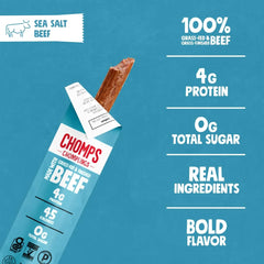 Chomps Sea Salt Beef Chomplings, Grass-Fed & Finished, 6ct, Protein Snack