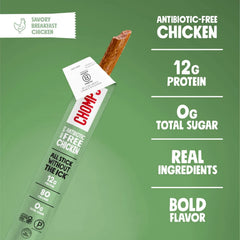 Chomps Savory Breakfast Chicken, Antibiotic Free, 10ct, Protein Snack Stick