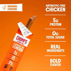 Chomps Original Chicken Chomplings Antibiotic Free 24ct Protein Snack Stick