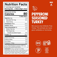 Chomps Pepperoni Turkey, Antibiotic Free, 24ct, Protein Snack Stick