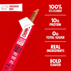 Chomps Original Beef, Grass-Fed & Finished, 24ct, Protein Snack Stick