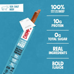 Chomps Sea Salt Beef, Grass-Fed & Finished, Single Protein Snack Stick