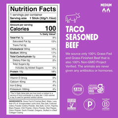 Chomps Taco Beef, Grass-Fed & Finished, 24ct, Protein Snack Stick