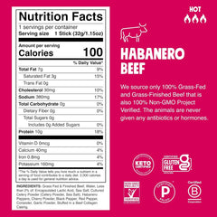Chomps Habanero Beef, Grass-Fed & Finished, 10ct, Protein Snack Stick